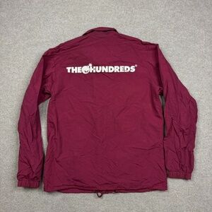 The Hundreds Rain Coat Jacket Men's Size L Red Button Up Streetwear Vintage Y2K